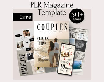 PLR Couples Magazine Template Canva, Custom Magazine Template With Private Label Rights, Personalized Anniversary Couple Gift, No Canva Pro