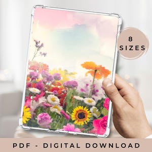 Printable Floral  Kindle Insert, Watercolor Flower Kindle Decorating, Bookish Gift, Paperwhite, Oasis, 11 gen, Scribe, Basic, Kobo, Boox
