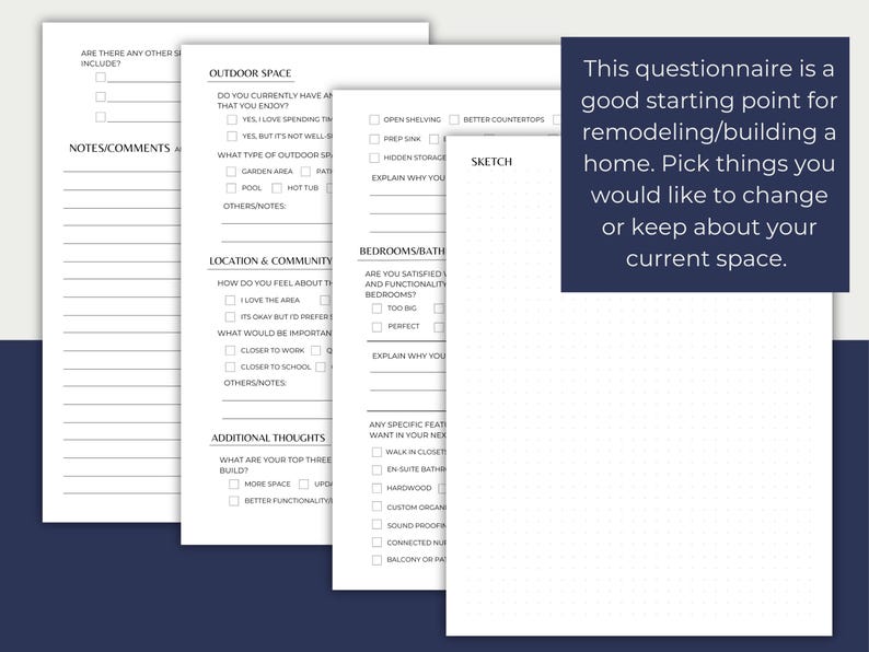 Printable Home Preference Questionnaire, Home Project Planner ...
