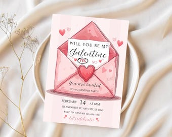 Galentines Invitation Digital and Printable, Will you be my Galentine Letter Invite, Girls Night Invite, Galentines Flyer, Valentine's Day