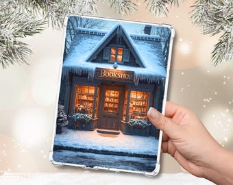 Printable Winter Bookshop Kindle Case Insert, Snowy Bookstore Kindle Insert, Kindle Decorating, Cute Bookish Accessories for Kindle and Kobo