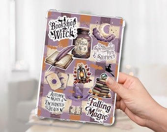 Halloween Bookshop Witch Spells Sticker Collage für Kindle & Kobo Clear Case Reader - Spooky Reading Kindle Case Insert