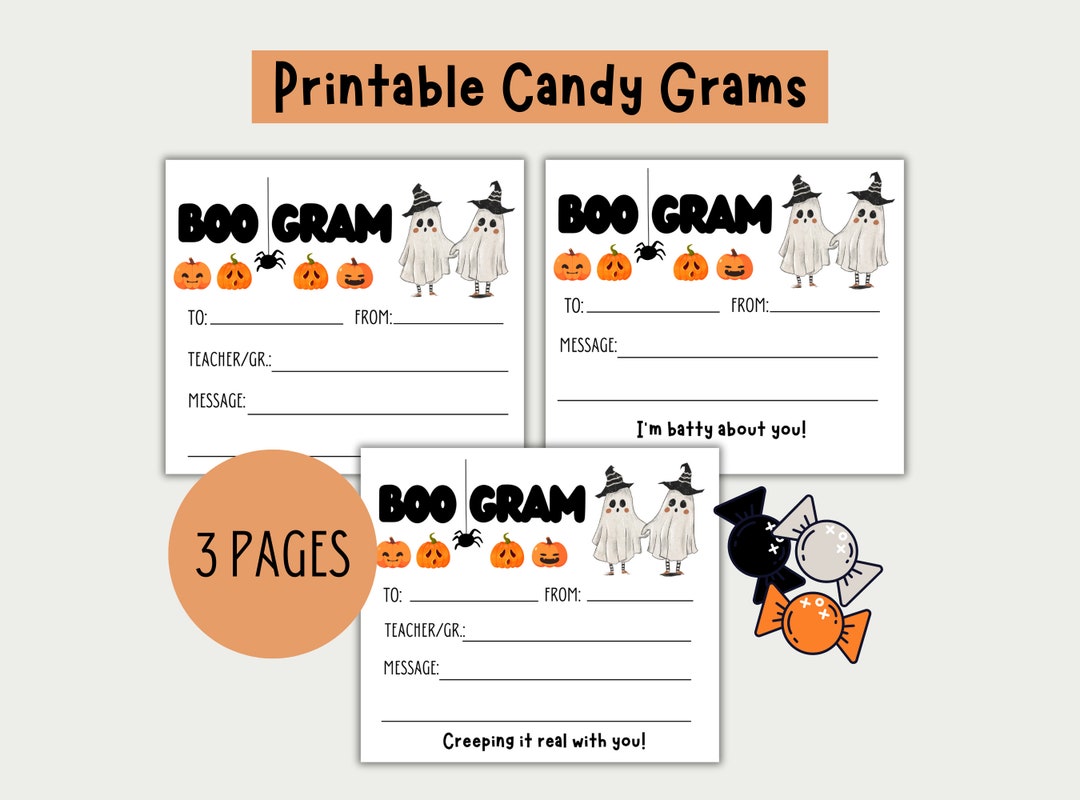 Halloween Candy Gram Printable, Boo Gram, PTO, PTA Fundraiser Etsy