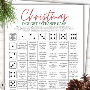 Roll the Dice Gift Exchange Game, Christmas Gift Exchange Dice Game, Printable Christmas Dice Game, Pass the Gift Game
