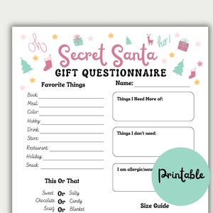Secret Santa Fragenbogen für Mitarbeiter, Secret Santa Form, Geschenkbörse
