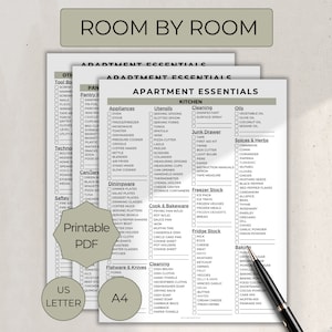 Lista kontrolna niezbędnych rzeczy do nowego mieszkania, lista kontrolna przeprowadzki do druku, planer nowego domu, lista kontrolna pierwszego mieszkania w formacie PDF