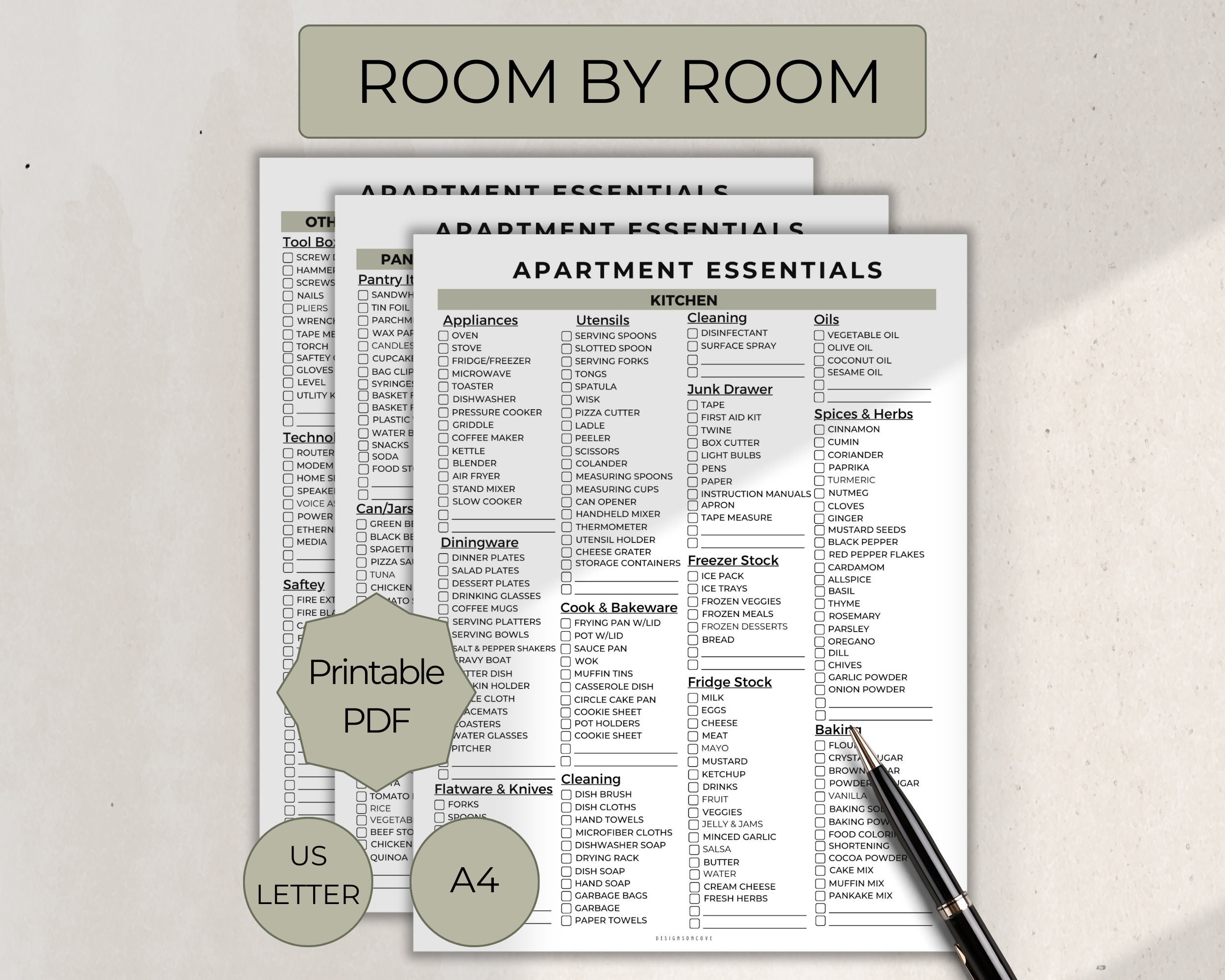 New Apartment Essentials Checklist, Moving Checklist Printable, New Home Planner, First Apartment Checklist PDF