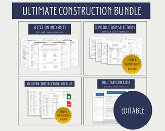 Ultimate Construction Checklist EDITABLE Bundle, Construction Selections Printable, General Contractor Checklist, Construction Binder,