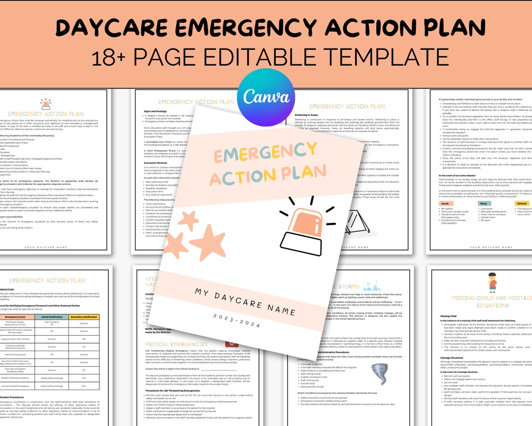 Daycare Emergency Action Plan, Daycare Forms, in Home Daycare Emergency Preparedness, Daycare