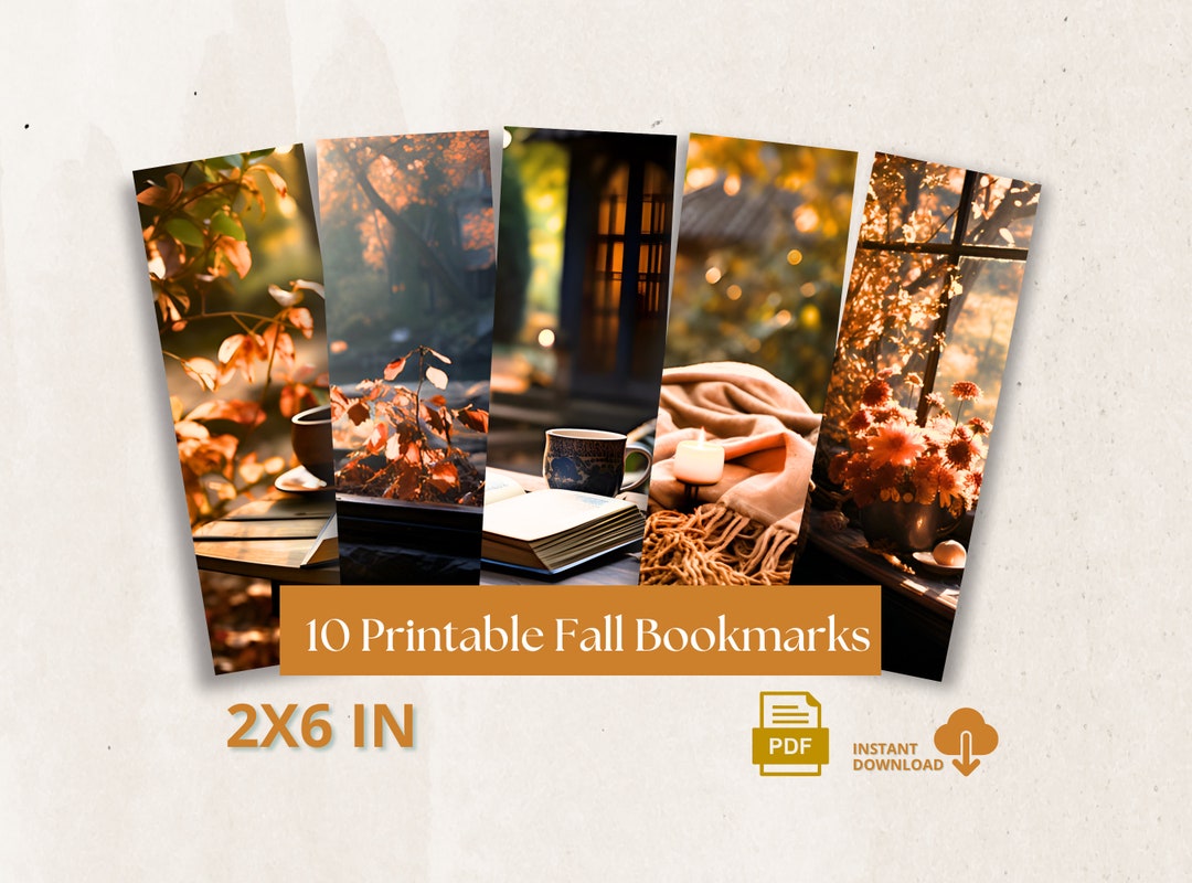 10 Printable Fall Bookmarks, Cute Bookmark Set, Cozy Bookmarks - Etsy