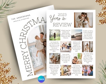 Year in Review Christmas Card Template, What a Year Photo Christmas Card, Year in Review Holiday Card, Edit in Canva