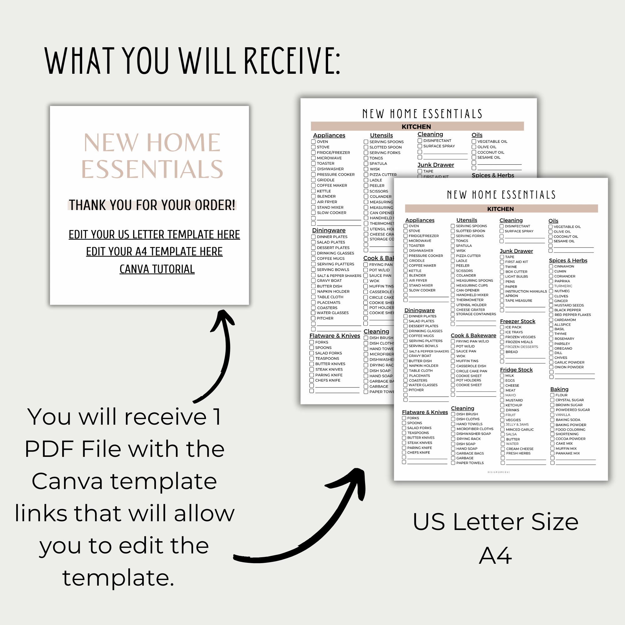 Editable New Home Essentials Checklist, Moving Checklist Printable, New ...