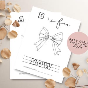 Printable Baby Girl First ABC Book, Baby Shower Game Activity, First Alphabet Book, ABC Coloring Book, Baby Shower Keepsake