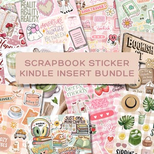 Printable Sticker Collage BUNDLE Kindle Insert, Cute Kindle Inserts, Kindle Decorating, Paperwhite, Oasis, 11 gen, Scribe, Basic, Kobo, Boox