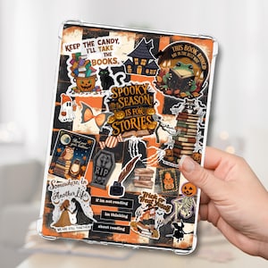 Halloween Sticker Collage Kindle Insert, Spooky Season Kindle Insert, Kindle Decorating, Cute Bookish Accessories for Kindle and Kobo