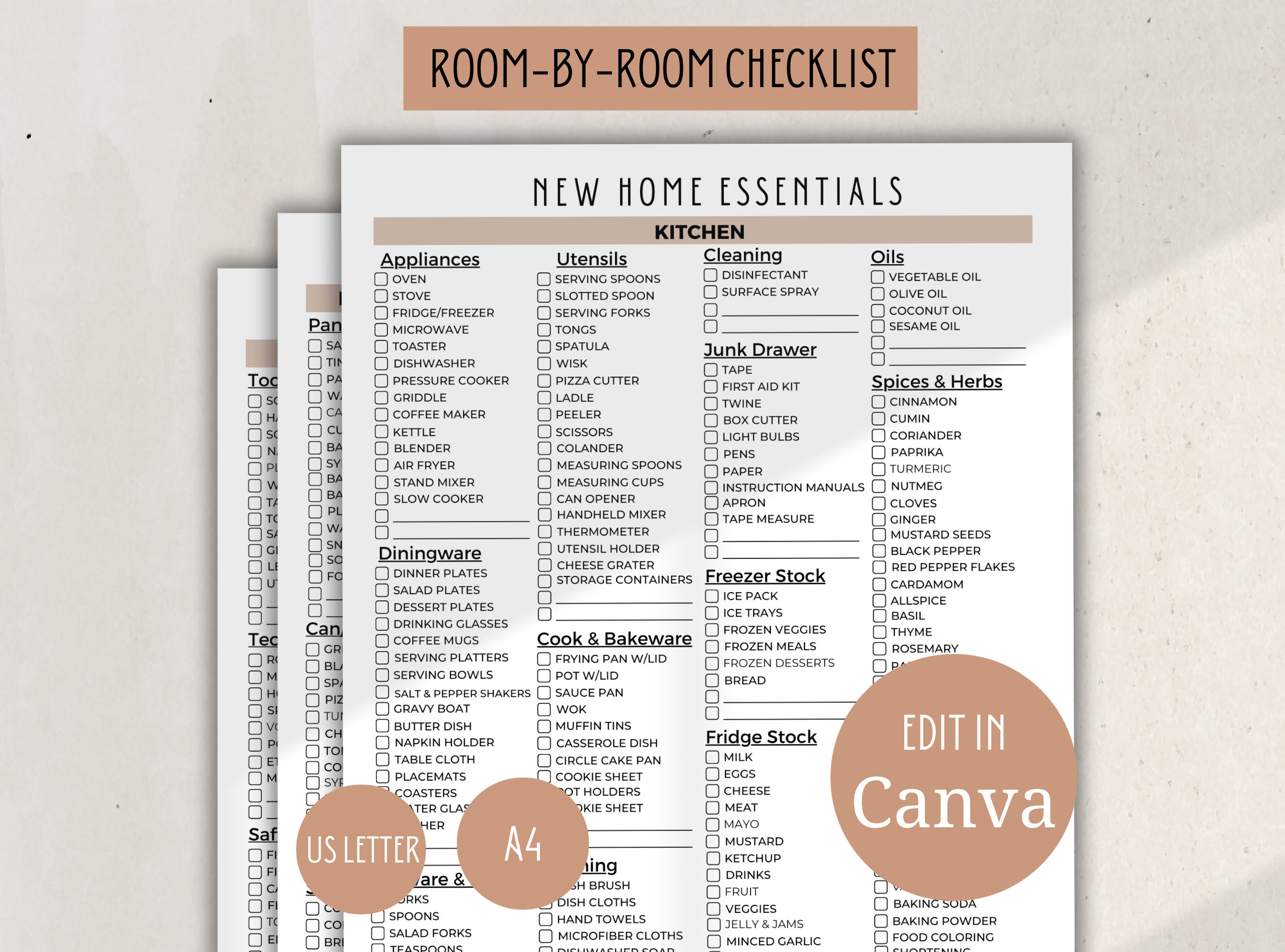 Editable New Home Essentials Checklist, Moving Checklist Printable, New ...