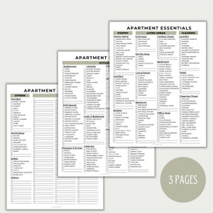 New Apartment Essentials Checklist, Moving Checklist Printable, New