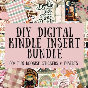 DIY Bookish Kindle Insert Kit, Clear Case Insert Bundle, Kindle Decorating, Cute Seasonal Bookish Stickers, and inserts for Kindle and Kobo