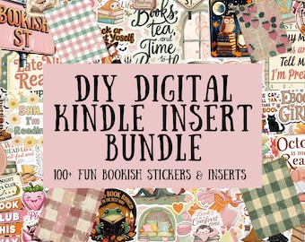 DIY Bookish Kindle Insert Kit, Clear Case Insert Bundle, Kindle Decorating, Cute Seasonal Bookish Stickers, and inserts for Kindle and Kobo