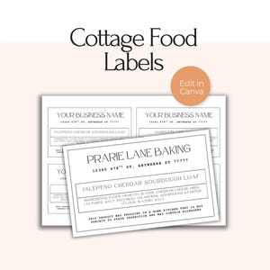 Editable Cottage Food Labels, Cottage Baking Label, Cottage Law Cookie Label, Printable Sourdough Label, Custom Sticker Micro Bakery