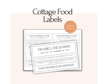 Editable Cottage Food Labels, Cottage Baking Label, Cottage Law Cookie Label, Printable Sourdough Label, Custom Sticker Micro Bakery