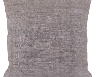 Vintage Hand-Knotted Wool Pillow: Neutral Rug Throw pillowcase (16x16 inches)