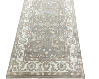 3x5 Neutral Gray Oushak Rug | Hand Knotted Wool Accent Rug (3' x 5'2")