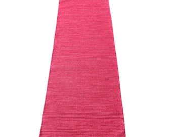 Solid Bright Cotton Kilim Runner | 2'7" x 8'8" Flatweave Hallway Rug