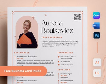 Minimalist Resume Template: Clean, Professional Design (Canva, Word, Photoshop)