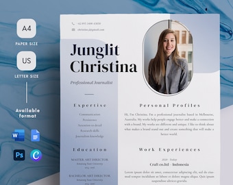 Modern Resume Template | Professional CV Design (Canva, Word, Google Docs)