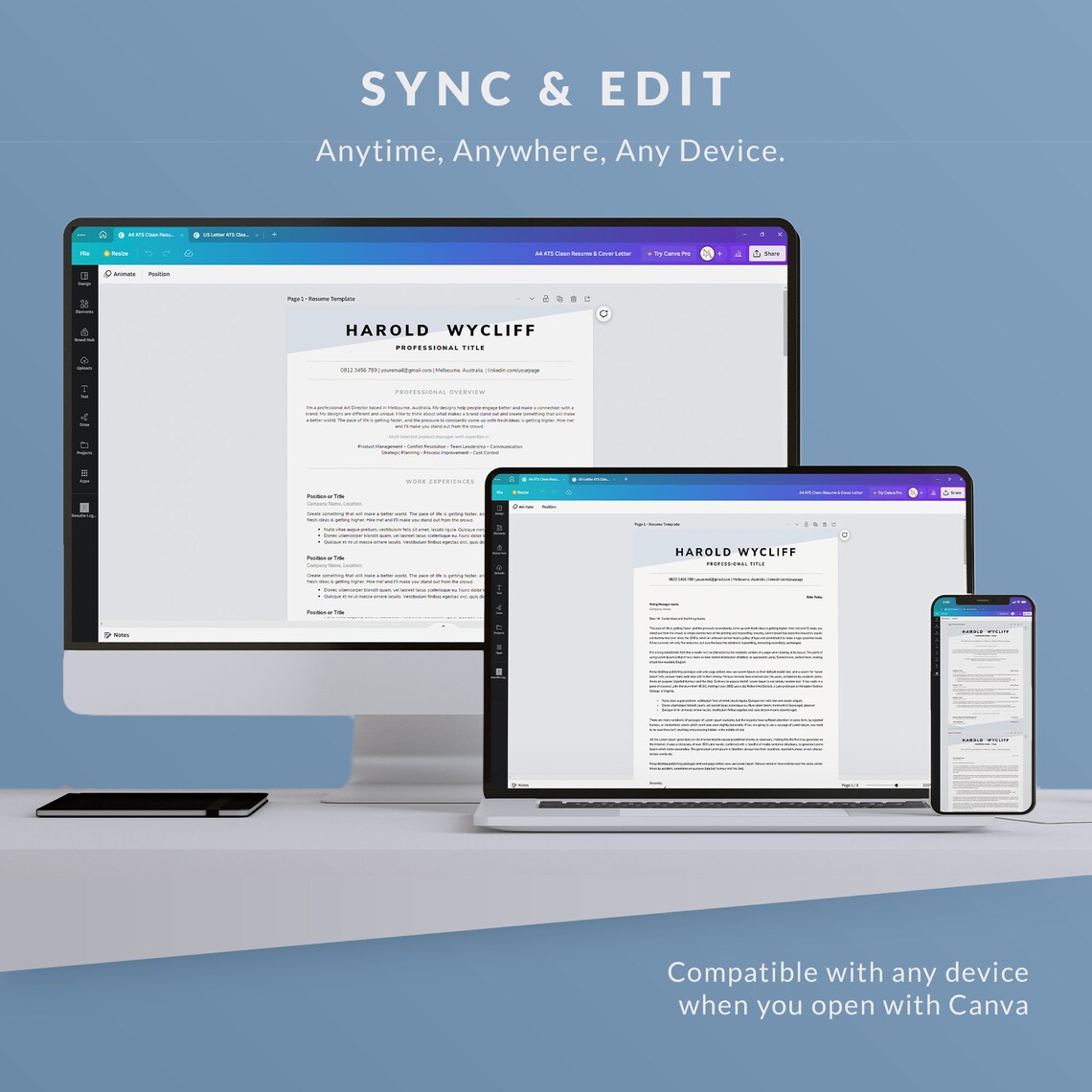 ATS Resume Template Canva Resume Template Word Cv Clean Resume Template