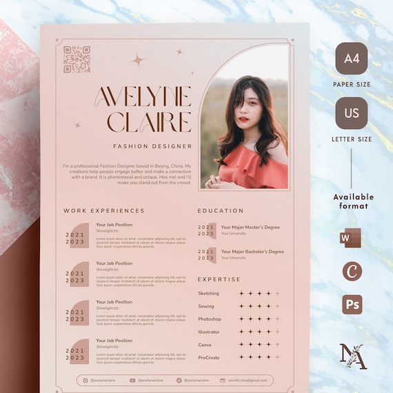 Modist Resume Template Canva Resume Word Resume Template Aesthetic CV Professional Resume Unique CV Modern Resume Template Business Card