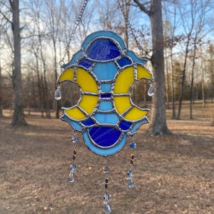 Handmade Stained Glass Two Moon Suncatcher Whimsigoth