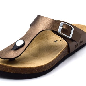 Sandalias MIRAF, Sandalias veganas, Sandalias de cuero, Sandalias Birkinstock, Sandalias para mujer Bronce