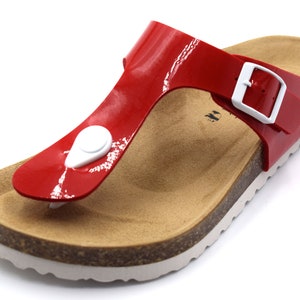 Sandalias MIRAF, Sandalias veganas, Sandalias de cuero, Sandalias Birkinstock, Sandalias para mujer Rojo