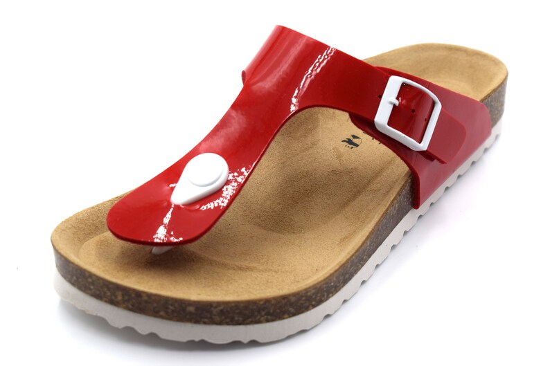 Sandalias MIRAF, Sandalias veganas, Sandalias de cuero, Sandalias Birkinstock, Sandalias para mujer Rojo