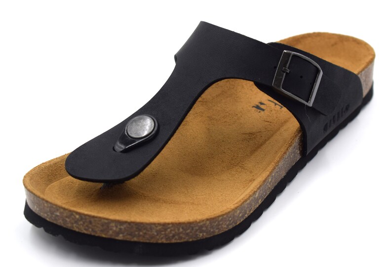 Sandalias MIRAF, Sandalias veganas, Sandalias de cuero, Sandalias Birkinstock, Sandalias para mujer Negro