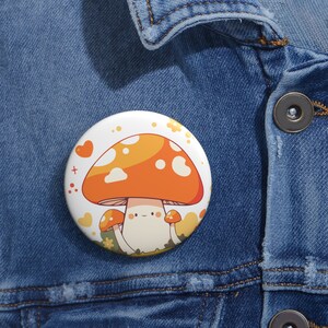 Cute Pin Buttons - Cute Mushroom Pin - Tradeable Mushroom Button Pin