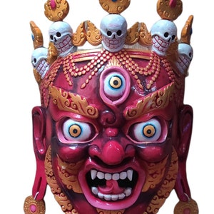 50 Cm Hand-carved Wooden Bhairav Mahakala Mask, Wall Hanging Vintage Mask Decor. Made in Nepal