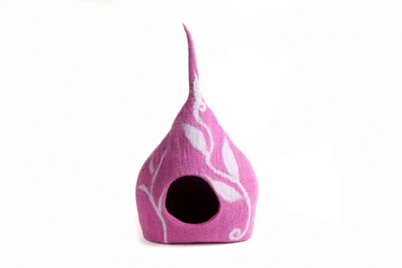Handmade Felt Cat Cave | Natural Wool Pet House, Cozy Hideaway Made Nepal