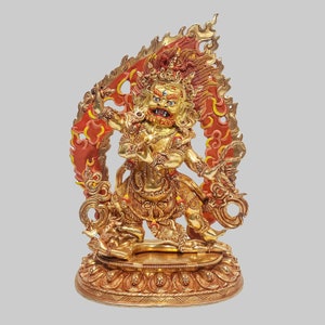 24K Gold Gilded Vajrapani Bodhisattva Copper Sculpture