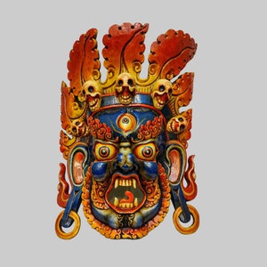 Handcrafted Bhairav Wooden Mask | Authentic Nepali Traditional Mask | Wall Hanging Mask | Ethnic Home Decoration Mask