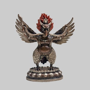 Rare Garuda Miniature Statue | Silver and Chocolate Oxidized | Mystical Energy to Your Space | Handmade in Nepal