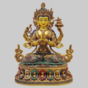 Chenrezig Statue | Hand-carved Avalokiteshvara for Meditation & Home Decor | Tibetan Buddhist Art | Compassion Buddha Figurine
