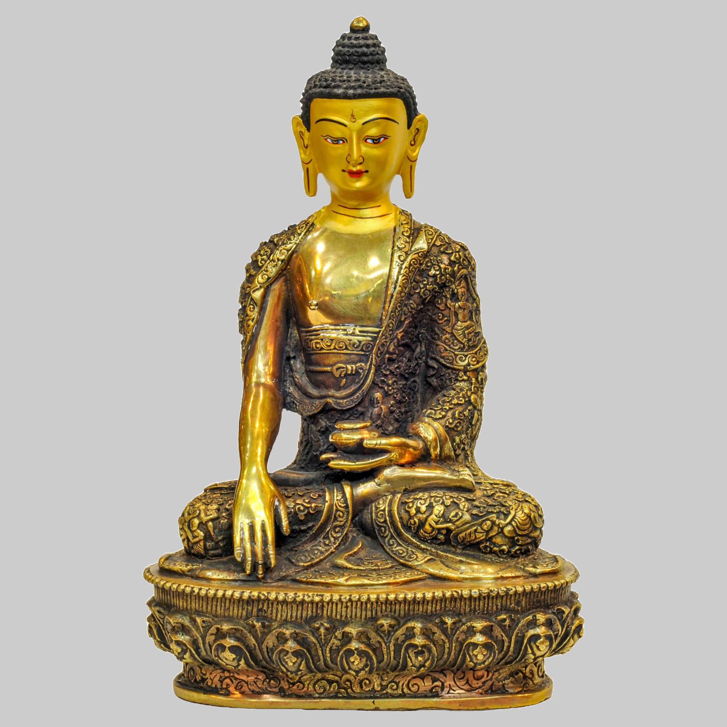 Handcrafted Shakyamuni Buddha Statue | Blessed Shakyamuni Buddha Figurine | Peace and Enlightenment to Your Home With 24K Gold Face Painted