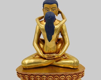 22cm Samantabhadra Statue - Buddha Shakti Statue - Yab-Yum Statue Pure Copper Decorative Collections - 24k Gold Gilded From Nepal