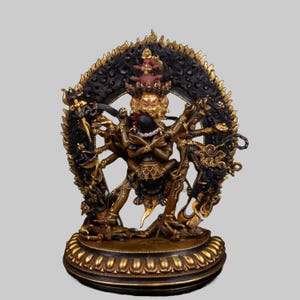 Chakrasamvara Yidam Statue: 24K Gold Gilded Tibetan Buddhist Deity