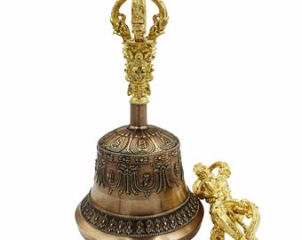 Campana Tibetana In Bronzo Lavorata A Mano – Set Di 4 Con Bastoncino E Cuscino, 300-400 G, Suono Profondo Per Meditazione