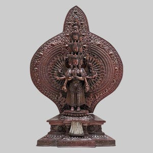 Sahasrabhuja Avalokitesvara Statue | 1000-Armed Chenrezig | Chocolate Oxidized Finish | Compassion Embodied in Every Hand
