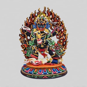 Black Mahakala Statue: Handcrafted Copper Dharma Protector